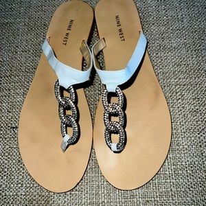 Nine West Sandals, flat, size 7.5, white, like new.